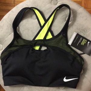 Nike cross back black with neon trim sport bra